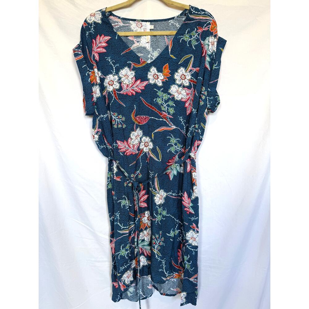 Seafolly Lightweight Breezy Knee Length Blue Floral Resort Dress, XL